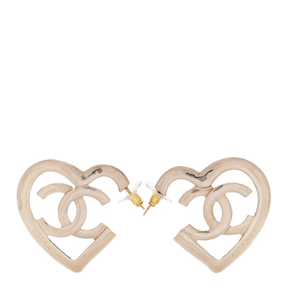 Chanel Metal CC Heart Coco In Love Hoop Earrings Gold 1 of 14