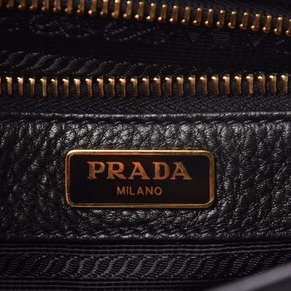 Prada Vitello Daino Double Buckle Messenger Bag Black 6 of 14