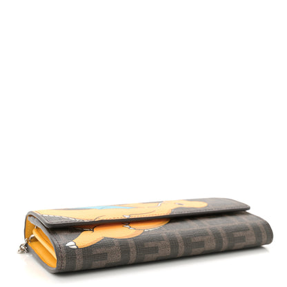 Fendi X FRGMT X POKEMON Glazed Fabric FF Pokemon Print Continental Wallet On Chain Tobacco Moro Giallo Tobacco Moro Giallo 4 of 11