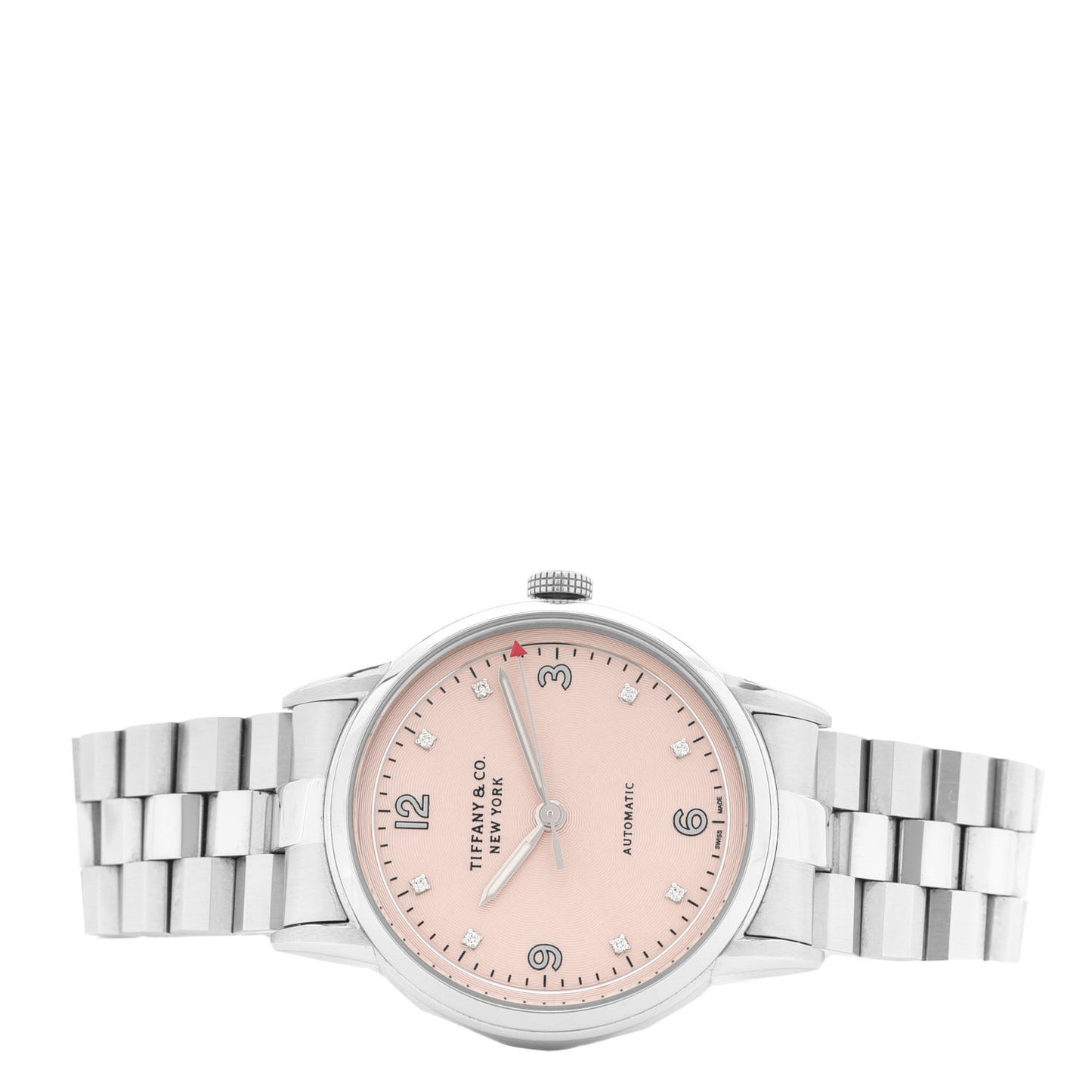 Stainless Steel Diamond 34mm CT60 3-Hand Automatic Watch Pink