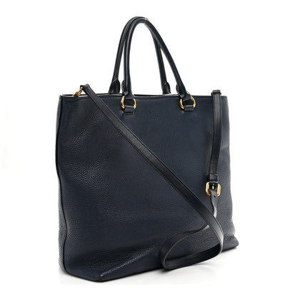 Prada Vitello Daino Pocket Shopping Tote Baltico 3 of 11