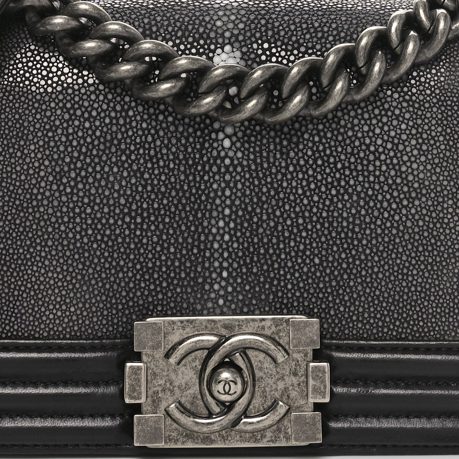 Chanel Galuchat Stingray Small Boy Flap Black Silver 8 of 12