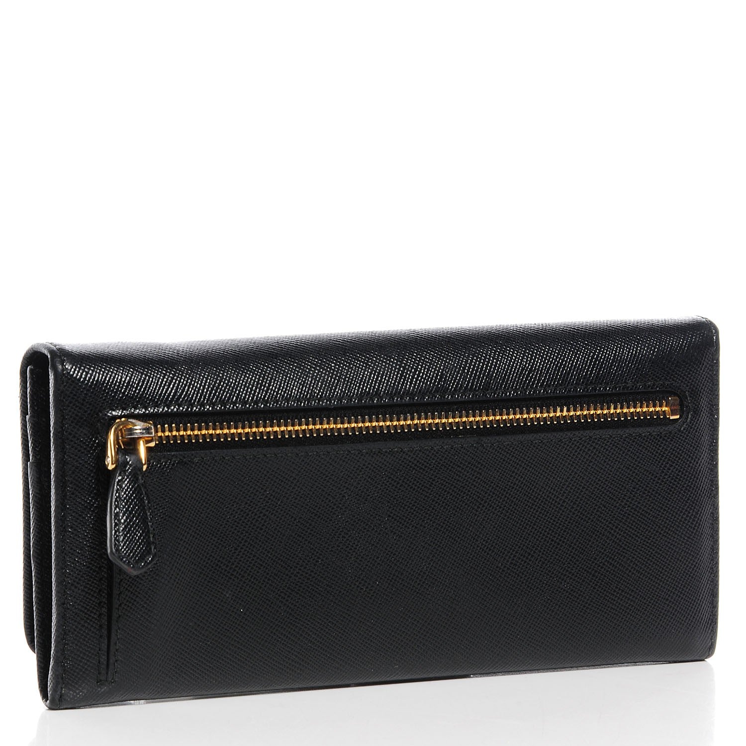 Prada Saffiano Metal Continental Flap Wallet Nero Black 3 of 8