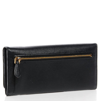 Prada Saffiano Metal Continental Flap Wallet Nero Black 3 of 8