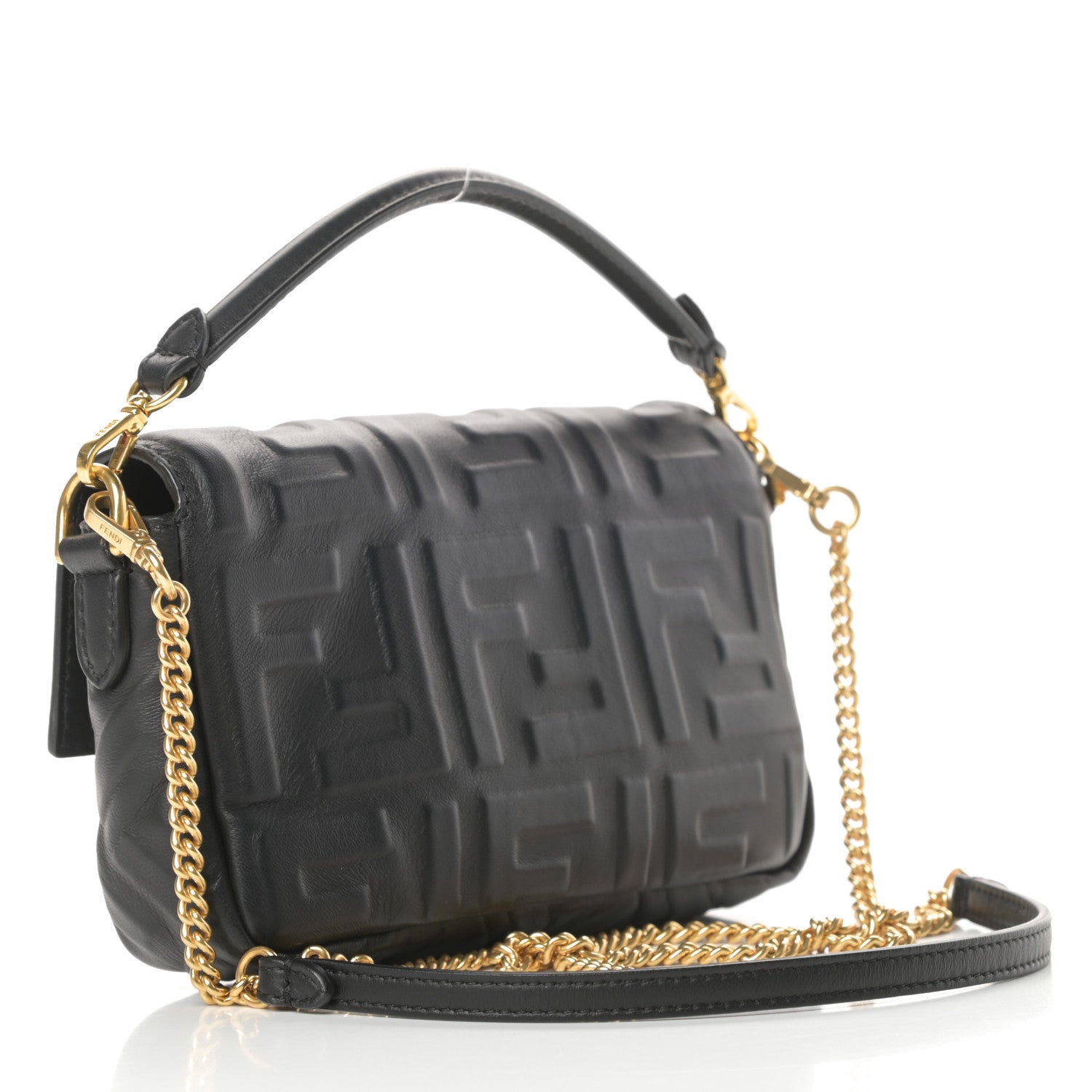 Fendi Nappa FF 1974 Embossed Mini Baguette Black 3 of 12