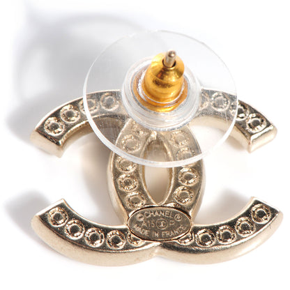 Chanel Crystal CC Earrings Brushed Gold 4 of 5