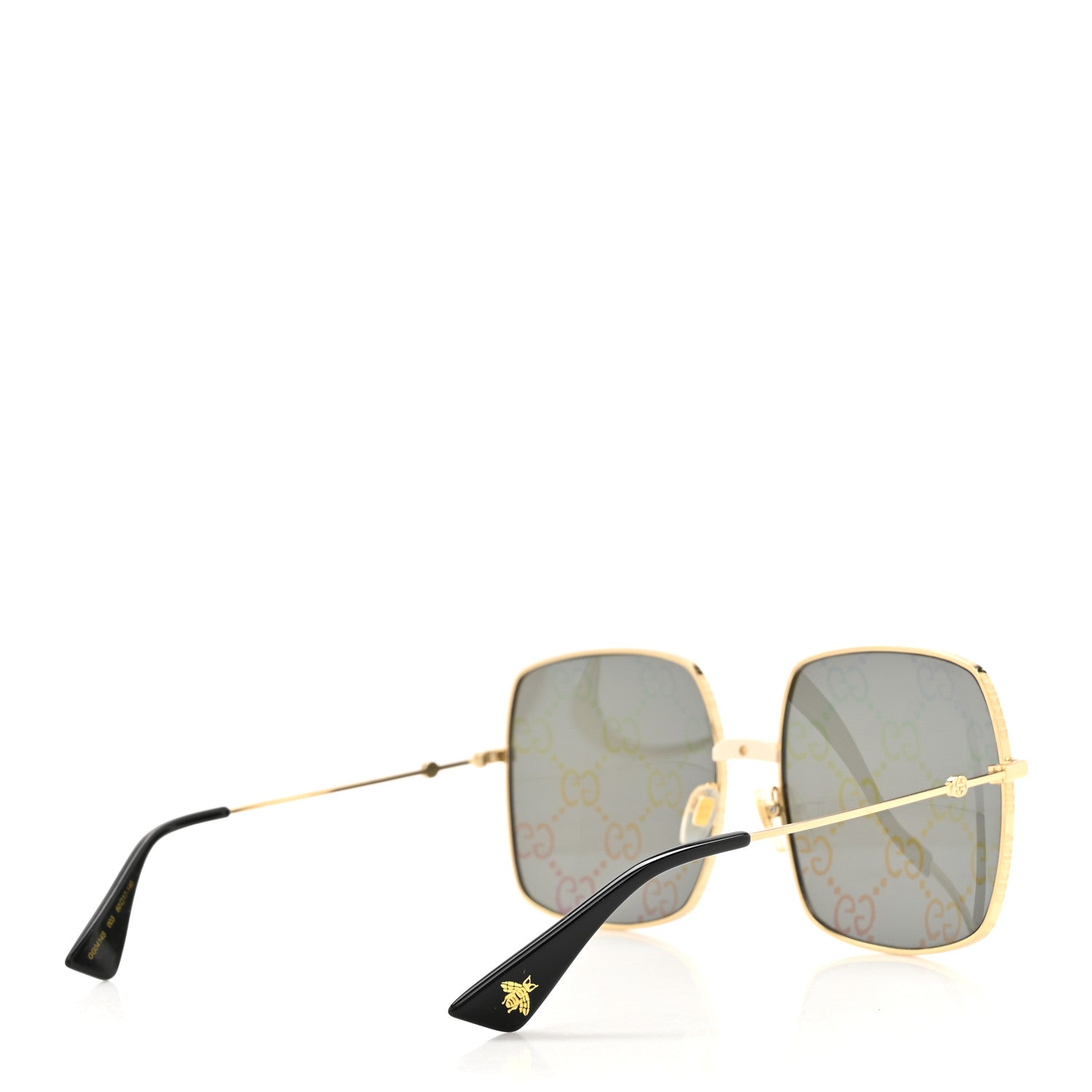 Gucci Metal Rectangular Frame Sunglasses GG0414S Gold Multicolor 4 of 8