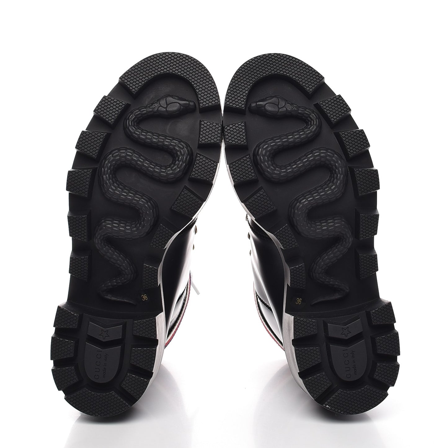 Calfskin Sylvie Web Lace Up Combat Boots 36 Black