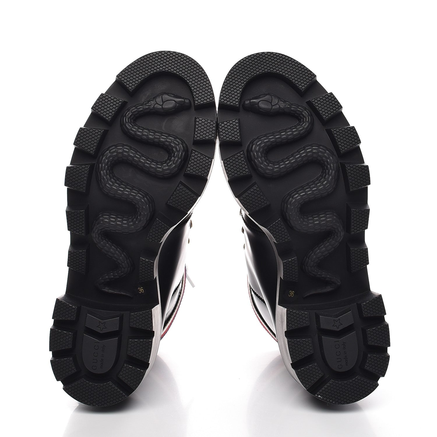 Gucci Calfskin Sylvie Web Lace Up Combat Boots 36 Black 5 of 9