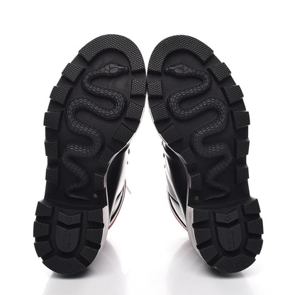 Gucci Calfskin Sylvie Web Lace Up Combat Boots 36 Black 5 of 9