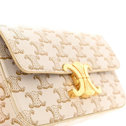 Celine Canvas Calfskin Triomphe Shoulder Bag White 13 of 13