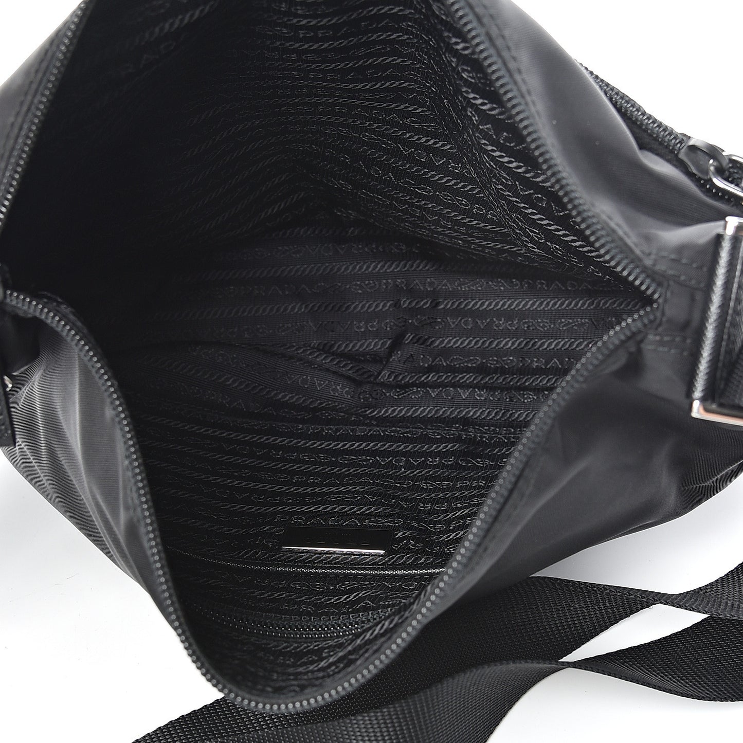 Nylon Flat Messenger Bag Black