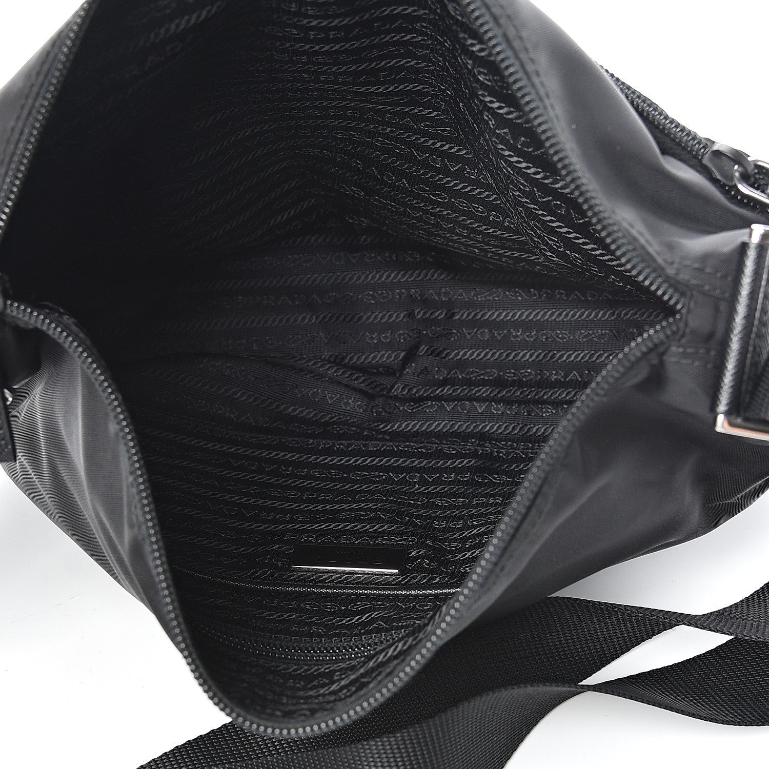Prada Nylon Flat Messenger Bag Black 5 of 12