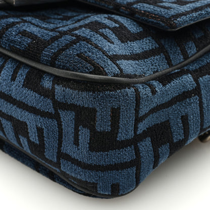 Fendi Chenille Vitello Seta FF Midi Chain Baguette Blue Black 9 of 9