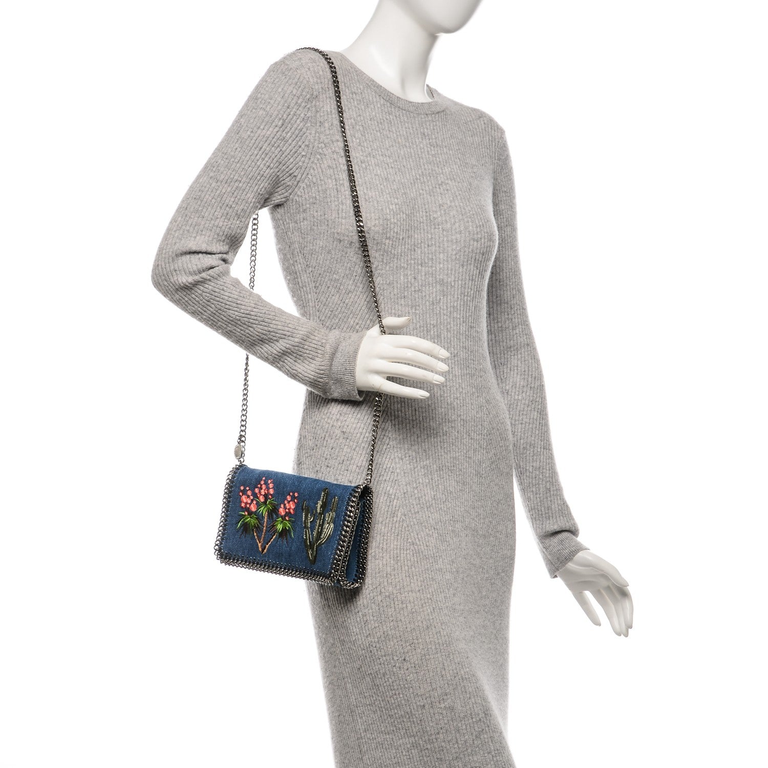 Stella McCartney Eco Denim Embroidered Falabella Crossbody Cerulean 2 of 7