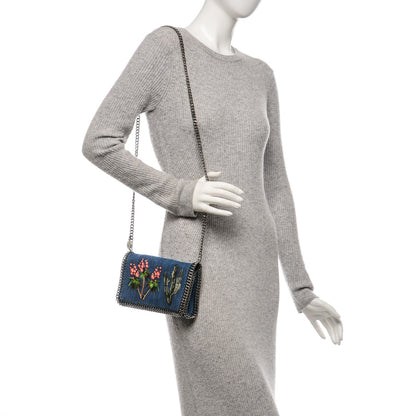 Stella McCartney Eco Denim Embroidered Falabella Crossbody Cerulean 2 of 7