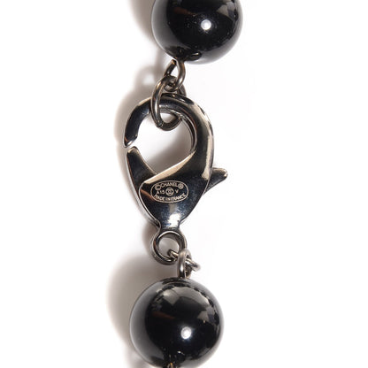Chanel Ruthenium Pearl Beaded CC Long Necklace Black 4 of 5