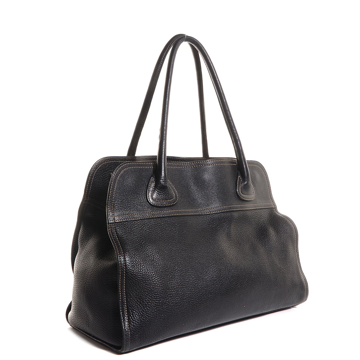 Prada Vitello Daino Double Handle Tote Nero Black 3 of 9