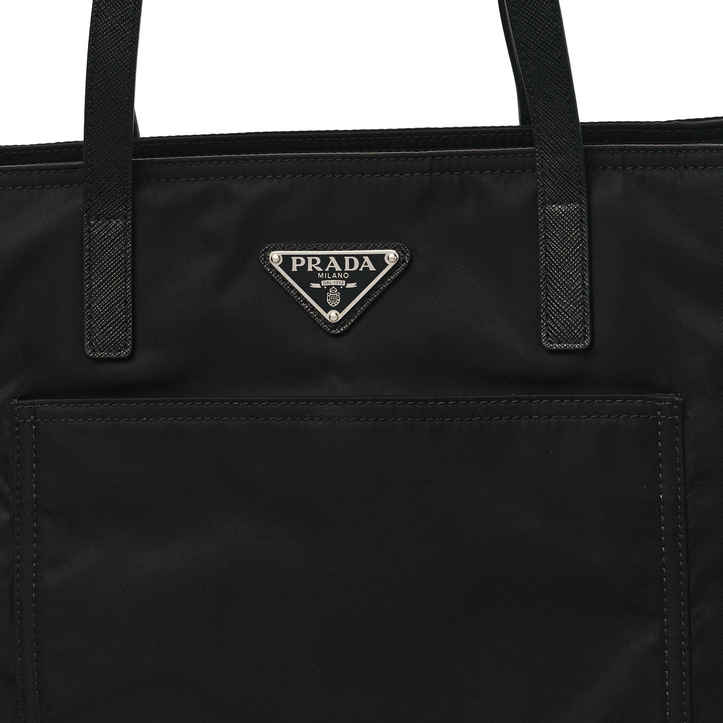Tessuto Nylon Saffiano Shopping Tote Black
