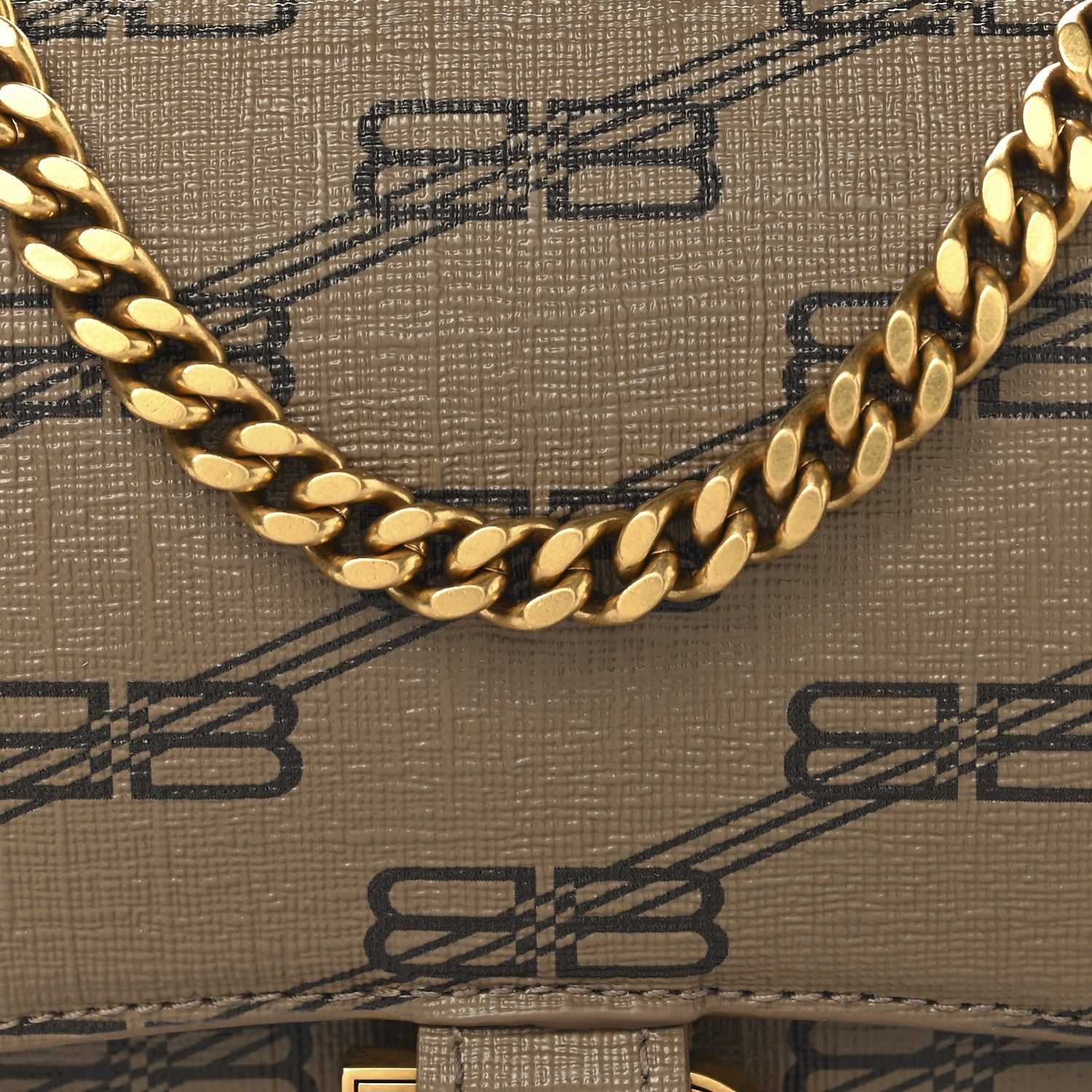 Balenciaga Coated Canvas BB Monogram Hourglass Chain Bag Beige Brown 7 of 9