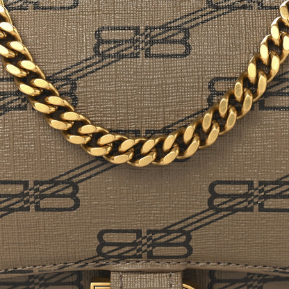 Balenciaga Coated Canvas BB Monogram Hourglass Chain Bag Beige Brown 7 of 9