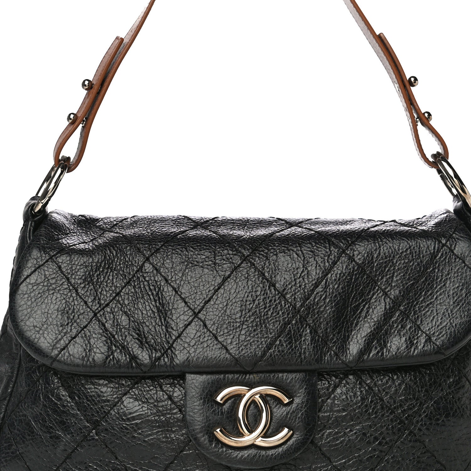 Chanel Glazed Calfskin Stitched On The Road Flap Black 8 of 19