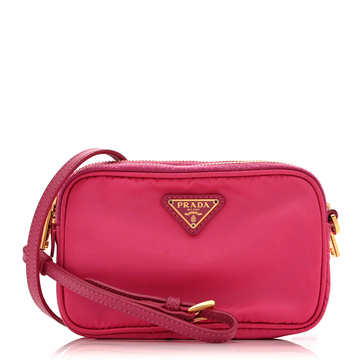 Tessuto Nylon Saffiano Mini Camera Crossbody Fuxia