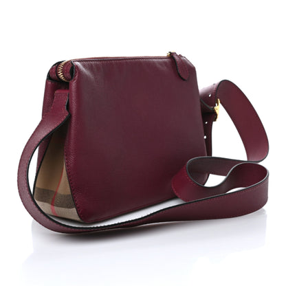 Burberry Soft Grain Calfskin House Check Small Helmsley Crossbody Dark Plum 2 of 8