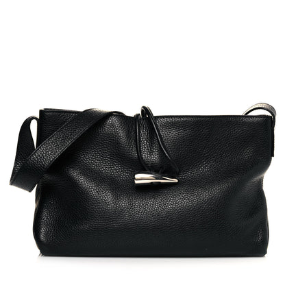 Burberry Grainy Calfskin House Check Horn Toggle Shoulder Bag Black 1 of 10
