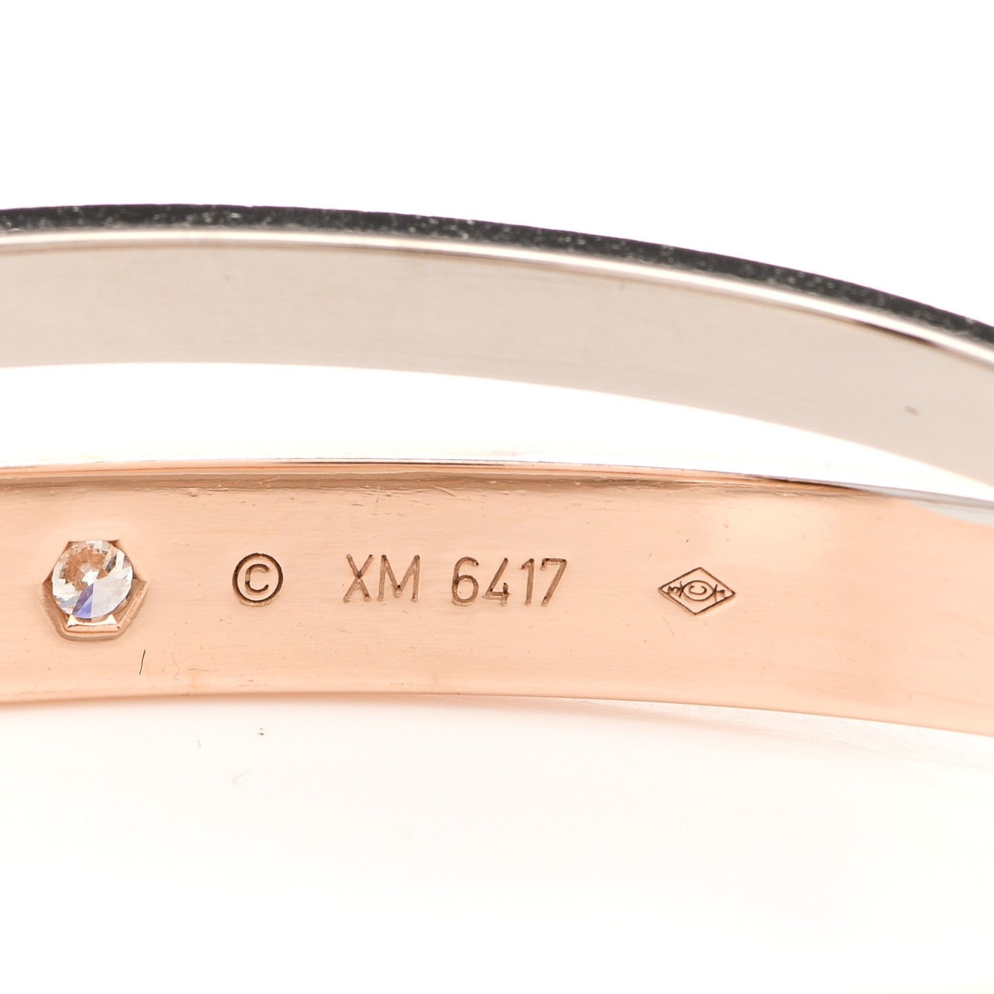18K Pink White Gold Diamond Double LOVE Paved Bracelet 16