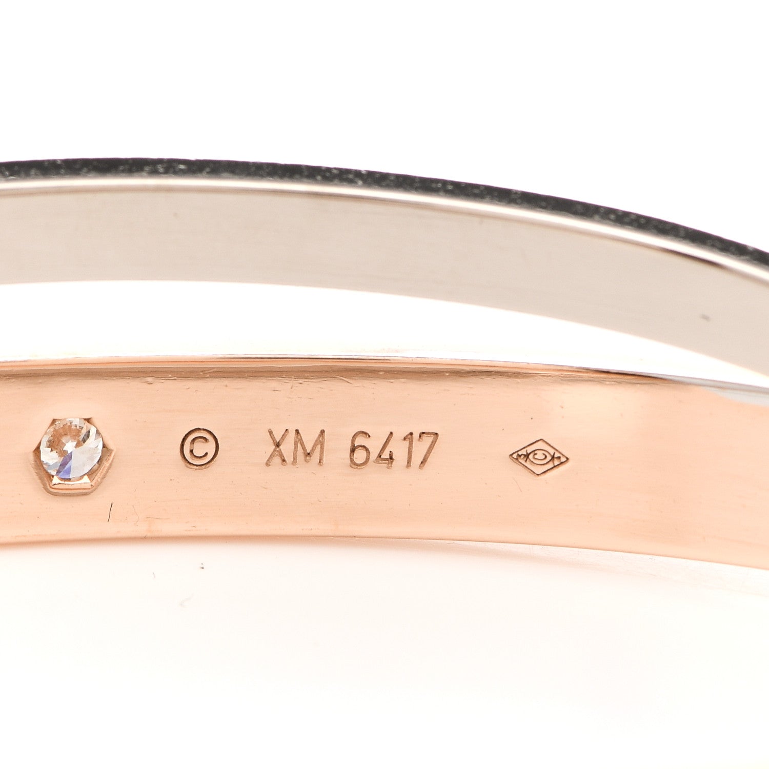 Cartier 18K Pink White Gold Diamond Double LOVE Paved Bracelet 16 4 of 5