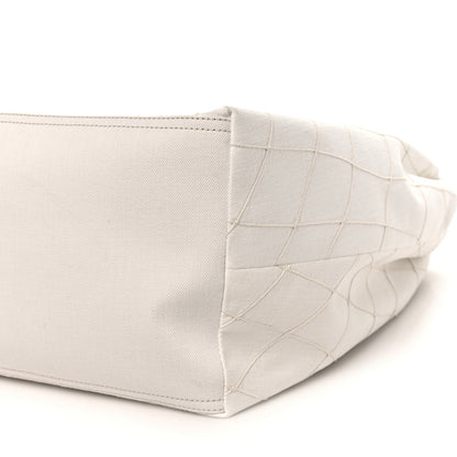 Chanel Denim Calfskin Quilted Coco Beach Small Shopping Tote White Black 21 of 21