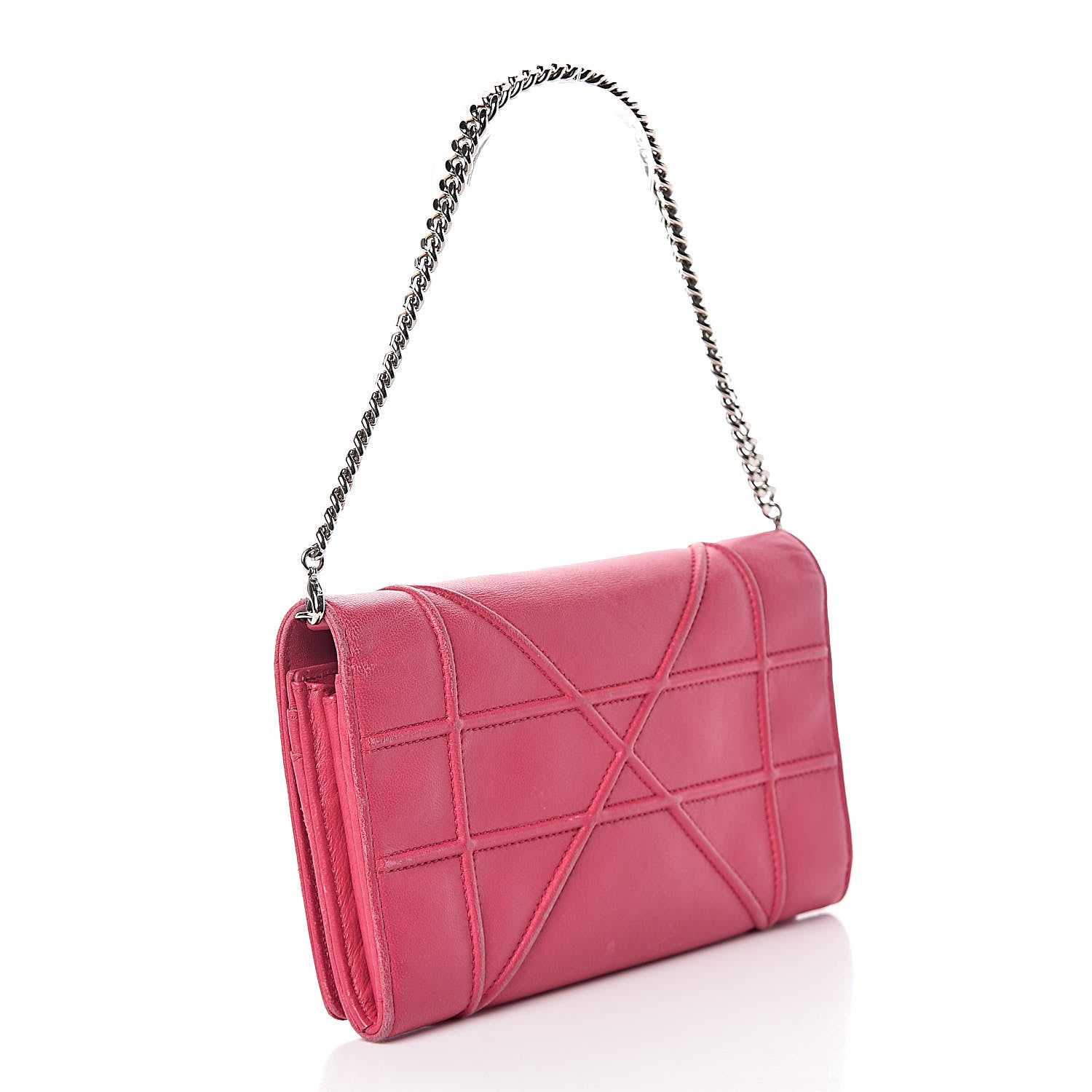Christian Dior Lambskin Diorama Croisiere Chain Wallet Fuchsia 3 of 17