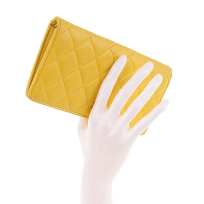 Chanel Lambskin Quilted Yen Wallet Yellow 2 of 9