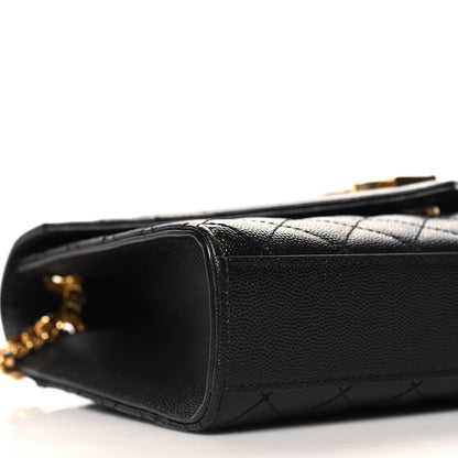 Saint Laurent Grain De Poudre Textured Mixed Matelasse Triquilt Medium Monogram Satchel Black 8 of 10