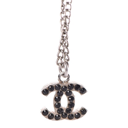 Chanel Crystal CC Necklace Silver Black 6 of 7