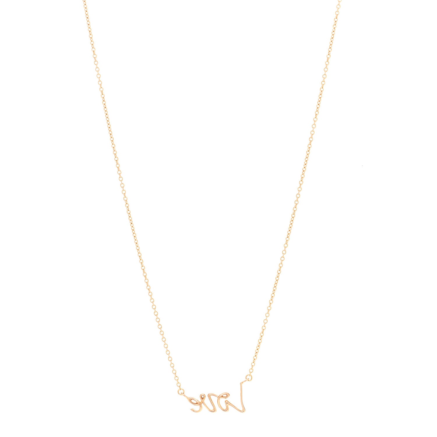 Tiffany 18K Yellow Gold Paloma's Graffiti Love Pendant Necklace 3 of 5