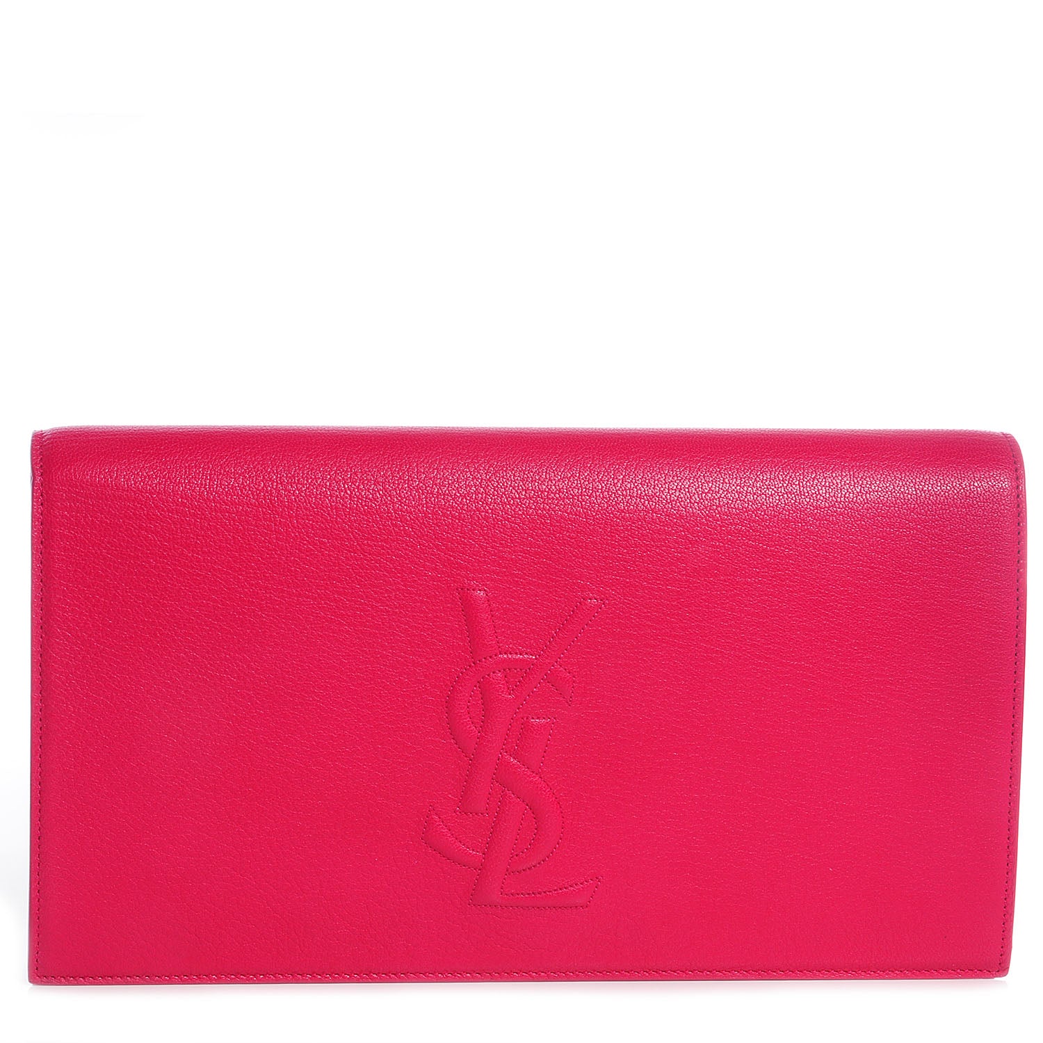 Saint Laurent Goatskin Monogram Large Belle De Jour Clutch Lipstick Fuchsia 1 of 7