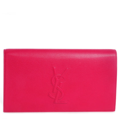 Saint Laurent Goatskin Monogram Large Belle De Jour Clutch Lipstick Fuchsia 1 of 7