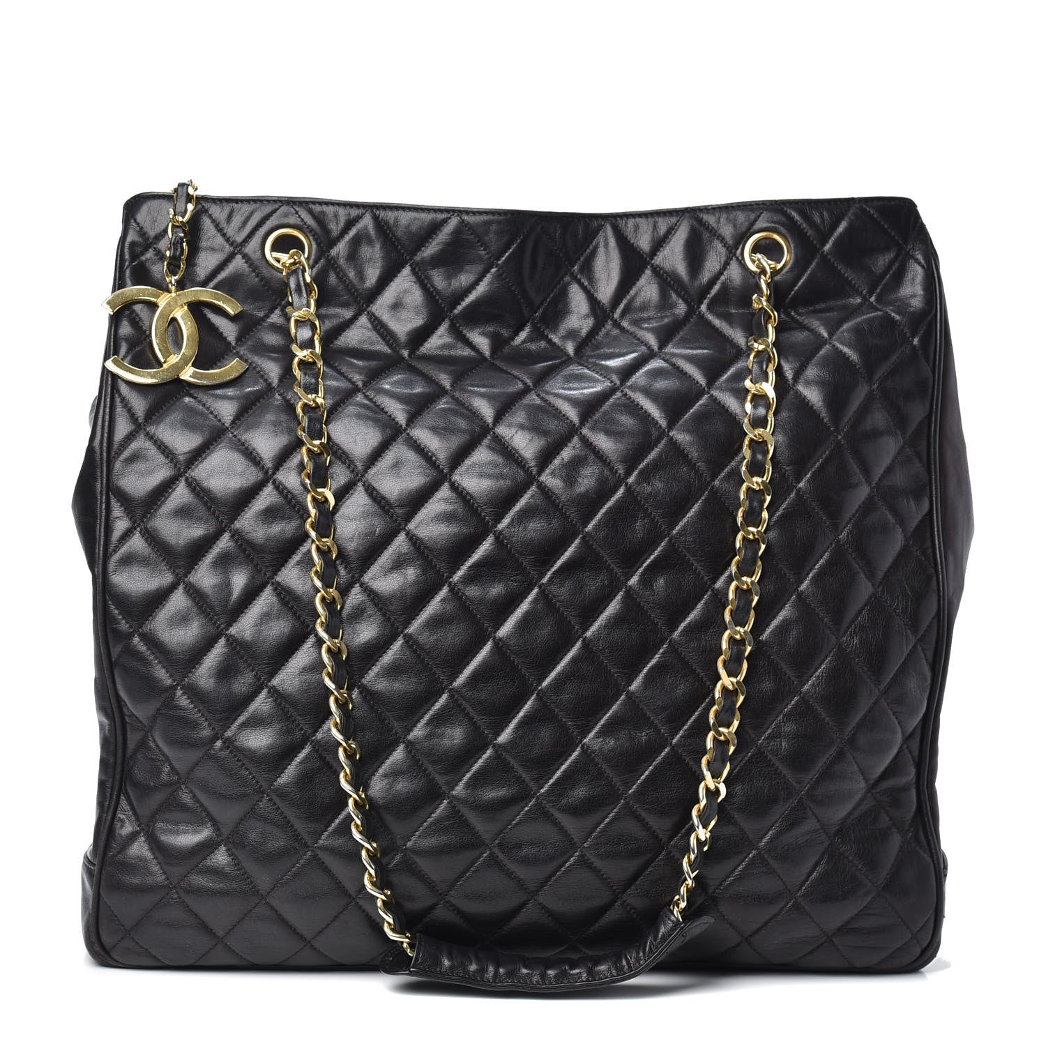 Chanel Lambskin Quilted Shopping Tote Black 1 of 10