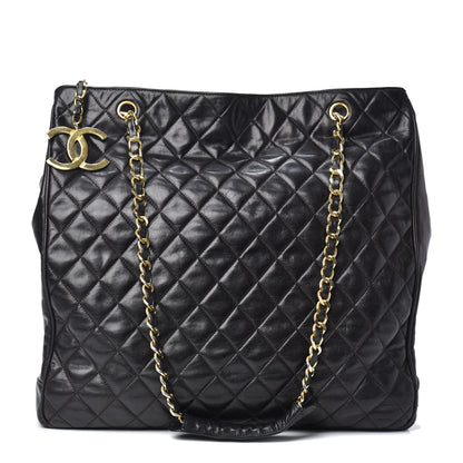 Chanel Lambskin Quilted Shopping Tote Black 1 of 10
