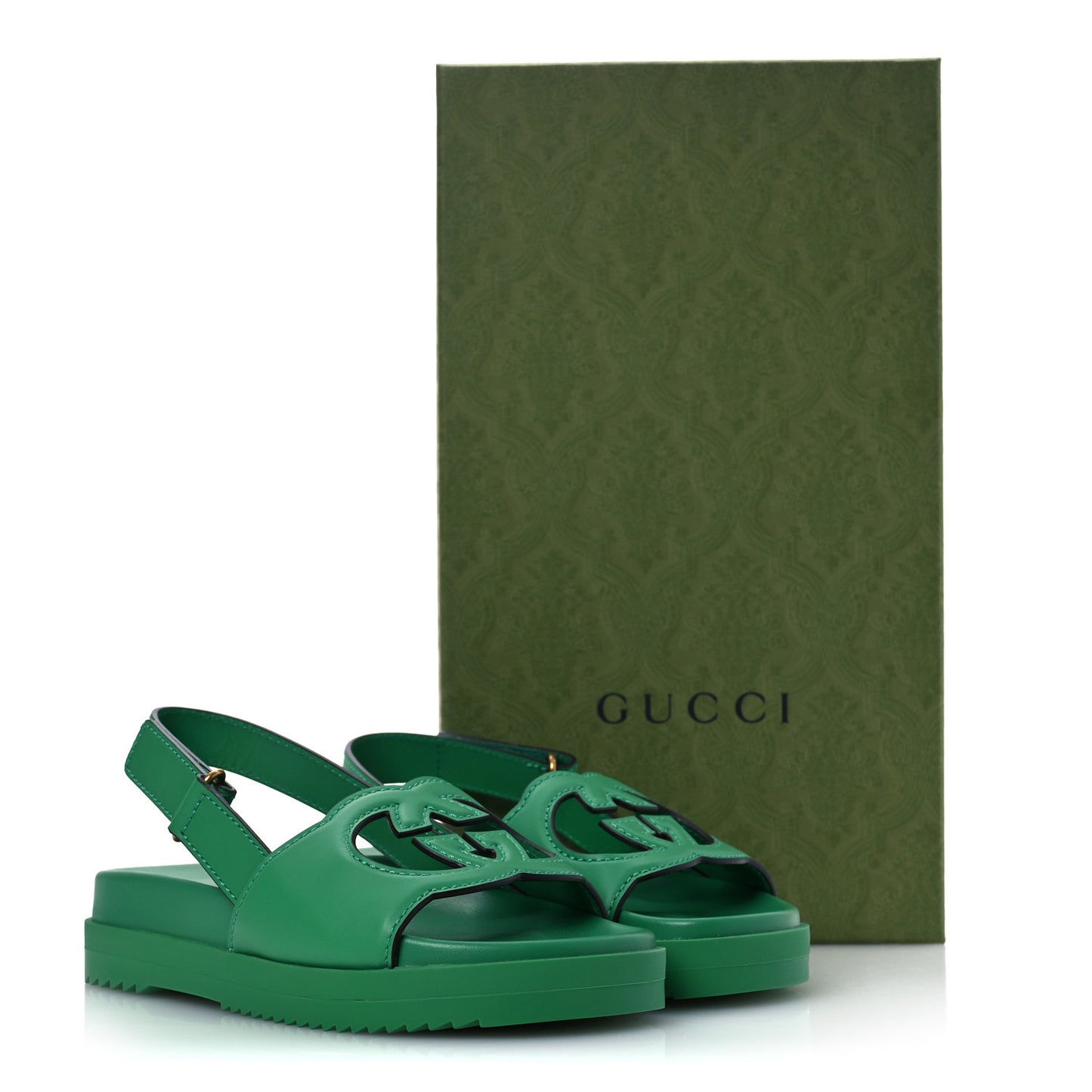 Calfskin Interlocking G Slingback Sandals 36.5 New Shamarock