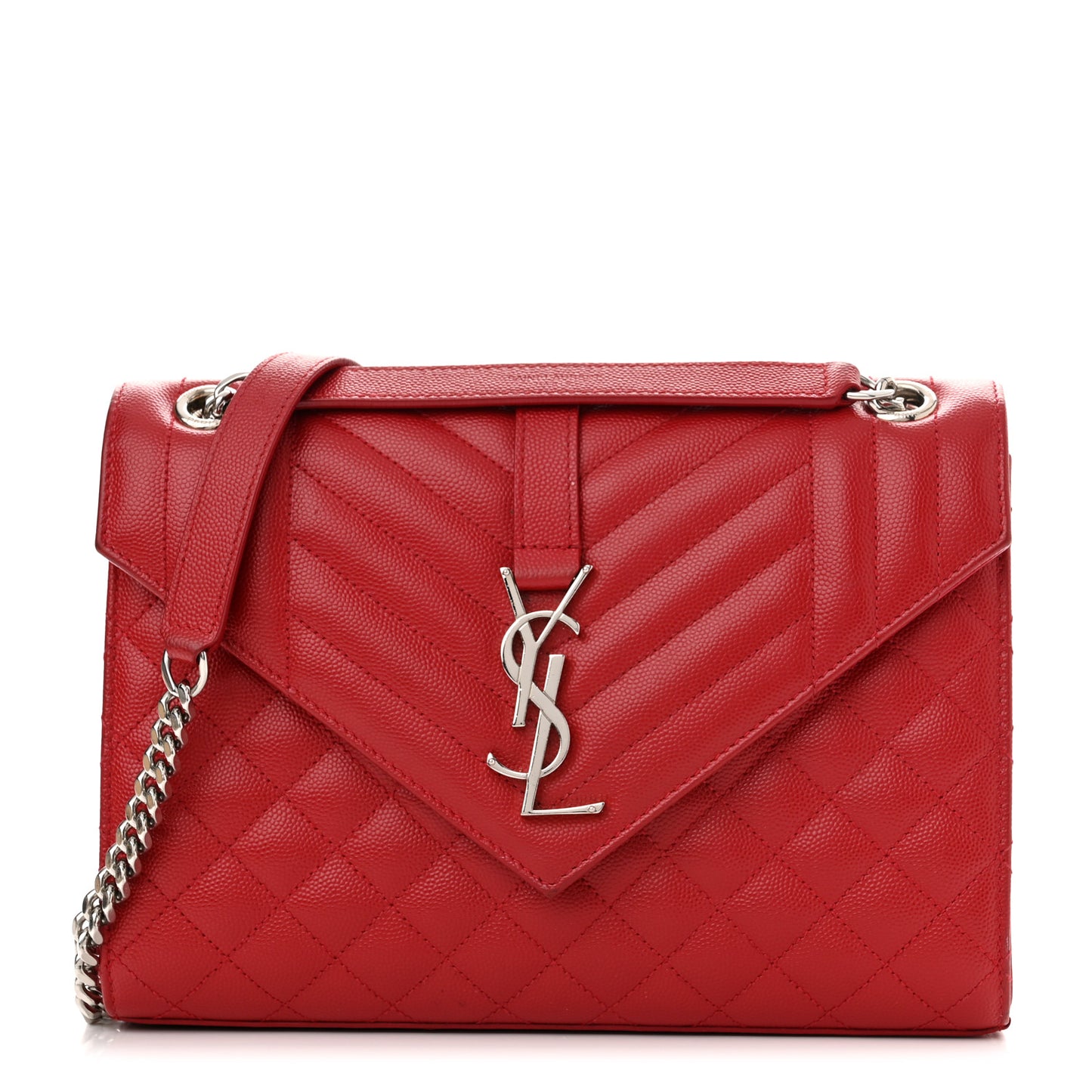 Grain De Poudre Textured Mixed Matelasse Triquilt Medium Monogram Satchel New Red