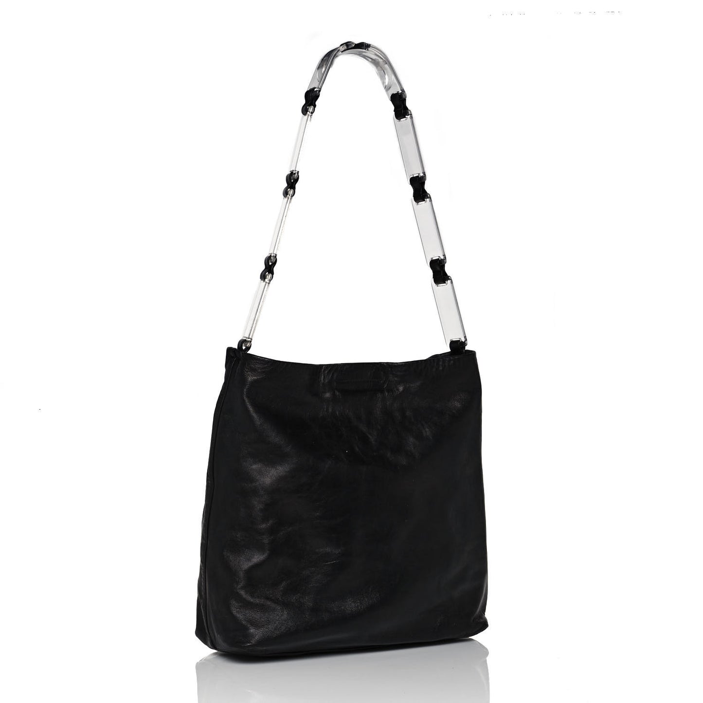 Calfskin PVC Chain Tote Black
