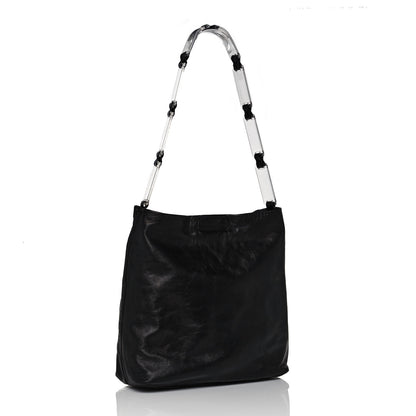 Prada Calfskin PVC Chain Tote Black 3 of 16