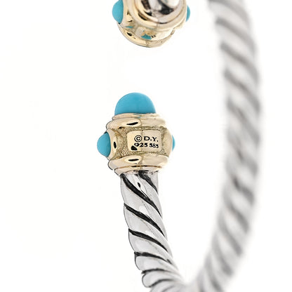 David Yurman Sterling Silver 14K Yellow Gold Diamond Turquoise Renaissance Ring 54 6.75 3 of 4
