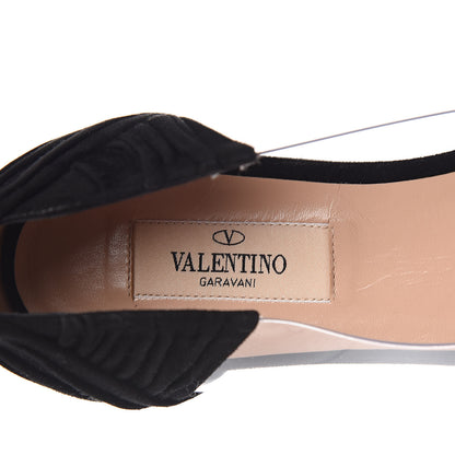 Valentino Garavani Ruched Suede PVC B-Drape Flats 38.5 Black 7 of 8