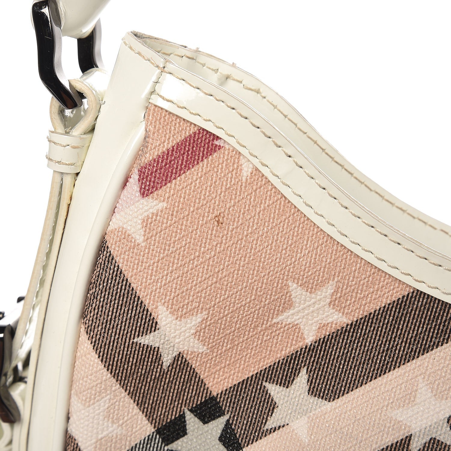 Burberry Patent Supernova Check Stars Small Hernville Hobo White 9 of 12