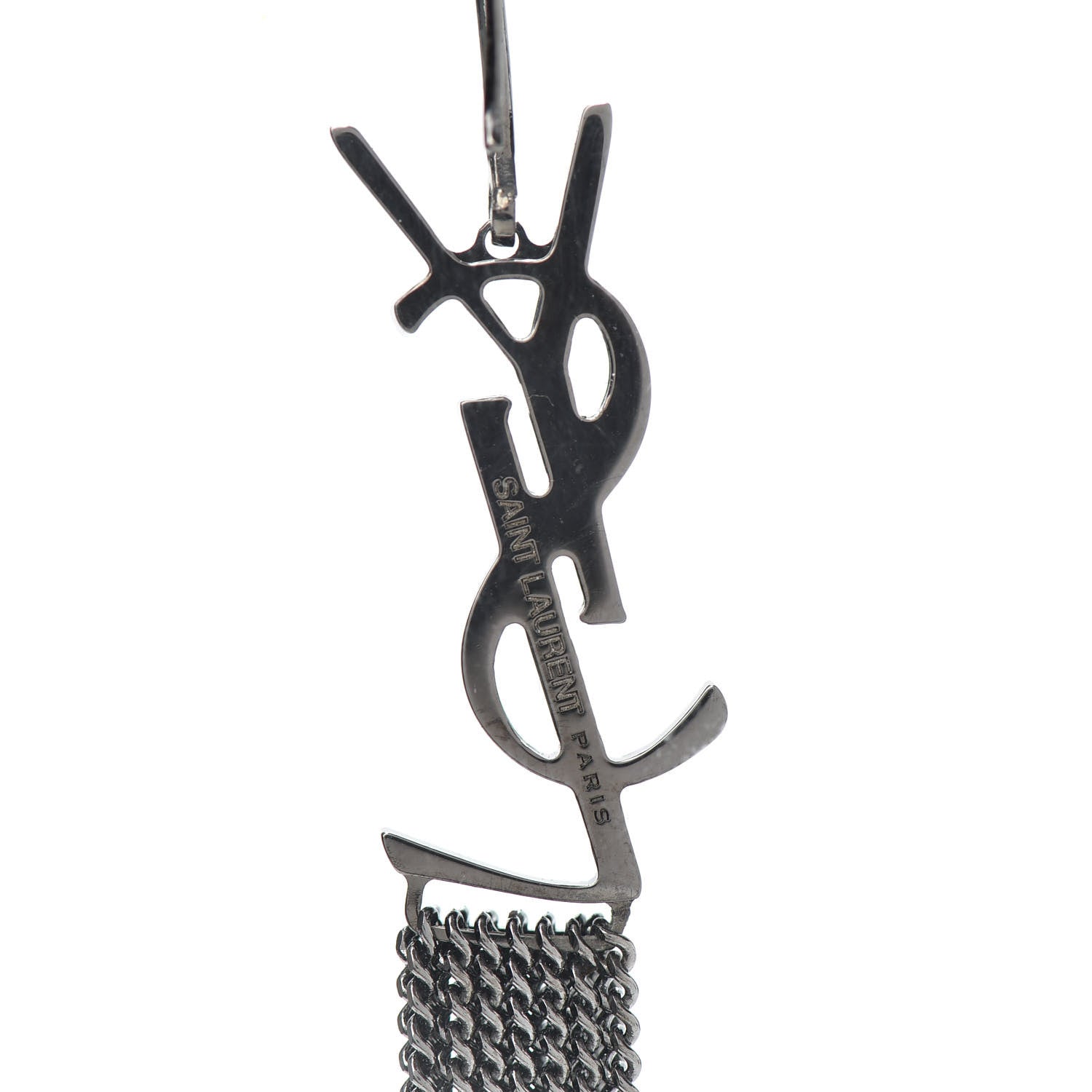 Saint Laurent Brass Monogram Chain Earrings 4 of 4
