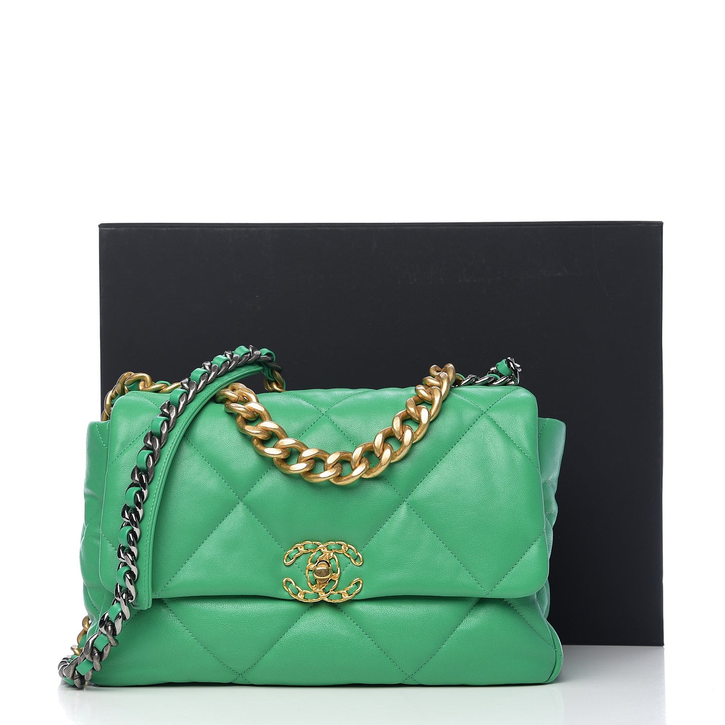 Goatskin Quilted Large 19 Flap Green